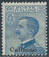 1912 EGEO CALINO EFFIGIE 25 CENT MNH ** - P4 - Ägäis (Calino)