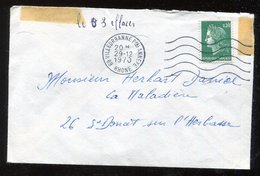 Variété Lettre  Ob  Marianne De Cheffer  0.30f  Vert - Sommet Du 3 éffacé - Briefe U. Dokumente