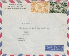 NOUVELLE CALÉDONIE - LETTRE PAR AVION AGENCE ALMA -  NOUMÉA 11.5.1951 POUR PARIS    /2 - Covers & Documents