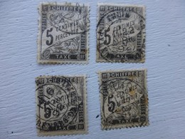 Taxe Lot De 4 Timbres 5 Centimes Noirs, Oblitérés; Ref ALB01 - 1859-1959 Gebraucht