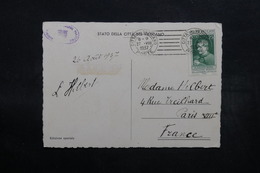 VATICAN - Affranchissement Plaisant Sur Carte Postale En 1937 Pour Paris - L 32568 - Brieven En Documenten