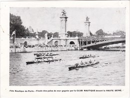 Fête Nautique De Paris - Finale Des Yoles De Mer Gagnée Par Le CLUB NAUTIQUE Devant La HAUTE SEINE - 19 X 14 Cm - Aviron