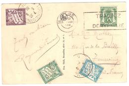 LIEGE TOURCOING Nord Carte Postale Belgique Lion 35 C Taxe Banderole France 1,15 F Taxe Yv T 28 37 38 Ob 1937 LIEGE - 1929-1937 Heraldieke Leeuw