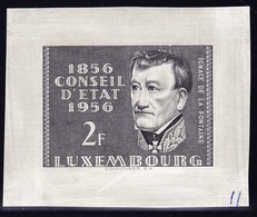 1956 " Council Of State Centenary" Imperforated Proof In Black Of 2F ; Final Design On Stiff Waste Paper Without Gum - Proofs & Reprints