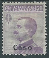 1912 EGEO CASO EFFIGIE 50 CENT MH * - RA3-4 - Aegean (Caso)