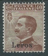 1912 EGEO LERO EFFIGIE 40 CENT MH * - RA3 - Egée (Lero)