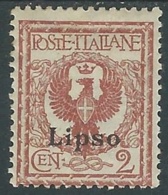 1912 EGEO LIPSO AQUILA 2 CENT MH * - RA3-8 - Aegean (Lipso)