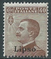 1912 EGEO LIPSO EFFIGIE 40 CENT MNH ** - RA3-7 - Aegean (Lipso)