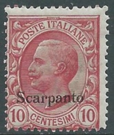 1912 EGEO SCARPANTO EFFIGIE 10 CENT MNH ** - RA3-8 - Egée (Scarpanto)