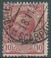 1912 EGEO SCARPANTO USATO EFFIGIE 10 CENT - RA4-3 - Egée (Scarpanto)