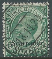 1912 EGEO SCARPANTO USATO EFFIGIE 5 CENT - RA4-3 - Egée (Scarpanto)