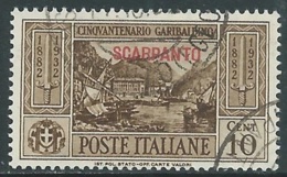 1932 EGEO PATMO USATO GARIBALDI 10 CENT - RA4-2 - Egeo (Patmo)