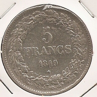 BELGIQUE BELGIUM 5 FRANCS 1849 RARE 25.0000 G., 0.9000 Silver PLATA ARGENT - 5 Francs