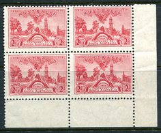 Australia 1936 Centenary Of South Australia - 2d Carmine Block Of 4 MNH (SG 161) - Ongebruikt