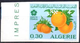 ALGERIA - 1970 - 1v - Imperf - Non Dentelé - Osaka Universal Expo Alimentation - Oranges Fruits Orangen Früchte Frutas - 1970 – Osaka (Japan)