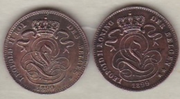 Belgique. 1 Centime 1899. Légende Française Et Légende Flamand. Leopold II . 2 Pièces. - 1 Cent