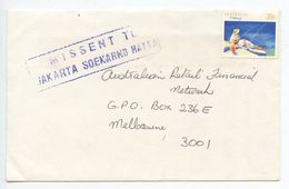 Australia 1980‘s Cover To Melbourne Missent To Jakarta Soekarno Hatta - Storia Postale