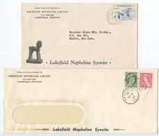 Canada 1955-56 2 Covers Lakefield Ontario To Elmira New York, Duplex Postmarks - Lettres & Documents