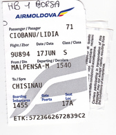 2019  , Avion Ticket , AirMoldova , Boarding Pass., Milano To Chisinau  , Malpensa , Used - Europe