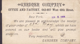 United States Uprated Postal Stationery Ganzsache Entier PRIVATE Print GARDNER COMPANY, NEW YORK 1888 CHRISTIANIA Norway - ...-1900