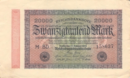 20.000 Mark Reichsbanknote VG/G (IV) - 50 Millionen Mark