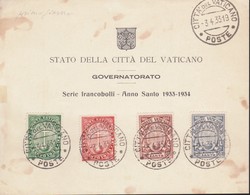 E+CARTONCINO FDC Città Del Vaticano 1933 * Anno Santo * Primo Giorno Di Copertura. - Lettres & Documents