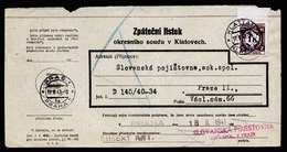A6229) Böhmen & Mähren Rückschein Klattau 17.02.41 - Covers & Documents