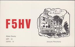 Carte Radio Amateur QSL DOUVAINE 74 Haute Savoie - Jacques Planchamp - Alpes County F5HV - 1976 - Douvaine