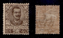 Regno - Posta Ordinaria  - 1901 - 40 Cent Floreale (74) - Gomma Originale Con Invisibile Traccia Di Linguella (1.200) - Altri & Non Classificati