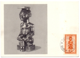 Carte Maximum Pub Ionyl Biomarine Congo Belge Statuette Du Roi Bope Kena Tribu Ba Kuba - Brieven En Documenten