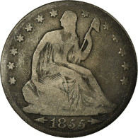 Monnaie, États-Unis, Seated Liberty Half Dollar, 1855, New Orleans - 1839-1891: Seated Liberty (Liberté Assise)