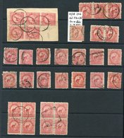 1899 6d Kiwi, A Lovely Selection Of Used With Irregular Block Of Five On Piece, Two Blocks Of Four, Strip Of Three, Pair - Other & Unclassified