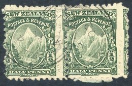 1901 ½d Mount Cook PIRIE PAPER Used Horizontal Pair With Mixed Vertical Perfs, The Reperfing Has Been Done To Correct Ma - Other & Unclassified