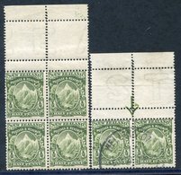 1901 REDRAWN PLATES New Plates ½d Mount Cook Perf. 14 X 15 In A UM Top Marginal Block Of Four With Double Perfs In The S - Other & Unclassified