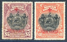 1918 $5 + 4c Lake & $10 + 4c Red. The $5 With Minor Tones, The $10 Fine M, SG. 251/2. Cat. £700 (2) - Autres & Non Classés