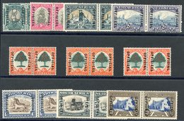 1935-49 Officials Opt Type 02, Set Of 10 Horizontal Pairs To 10s Blue & Blackish Brown, SG.020/027 And Incl. All Three D - Autres & Non Classés