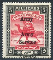 OFFICIALS (ARMY) 1906 5m Scarlet & Black Ovpt Double, Fresh M, SG.A9a (both Upright), Clear BPA Cert. 1959. (1) Cat. £40 - Other & Unclassified