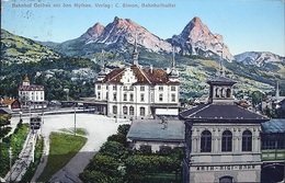 GOLDAU Bahnhof Mit Den Mythen Verlag: C. Simon Bahnhof Buffet Arth-Rigi-Bahn - Arth