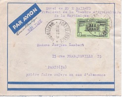 MARTINIQUE - LETTRE PAR AVION TRANSATLANTIQUE AFFRANCHISSEMENT EXCEPTIONNEL 1939 - Covers & Documents