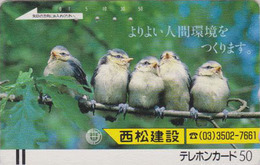 Télécarte Ancienne Japon  / 110-17018 - Animal - OISEAU - Mésange - Tit Bird Japan Front Bar Phonecard / Teleca - 4418 - Songbirds & Tree Dwellers