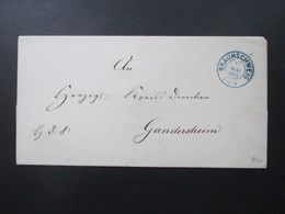 AD Braunschweig 1861 Markenloser Brief Mit Blauem Stempel K2 Braunschweig Nach Gandersheim Ra 2 Blau Als Ak Stempel - Brunswick