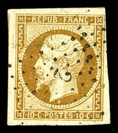 N°9, 10c Bistre-jaune, Obl Pc, TTB (signé Calves)  Qualité: O  Cote: 850 Euros - 1852 Louis-Napoleon