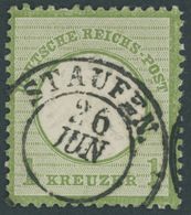 Dt. Reich 7 O, 1872, 1 Kr. Gelblichgrün, Nachverwendeter K2 STAUFEN, Pracht, Mi. 70.- - Used Stamps