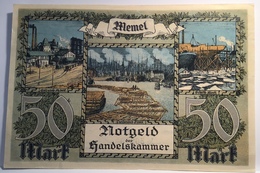 Memel 1922 50 Mark Ro.852a UNC- Notgeld Handelskammer Memelgebiet(Geldschein Russia Banknote Billet France Lithuania - WWI