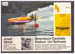 CARTE MODERNE - JOSEF ULRICH EUROPAMEISTER 1965 - CIGARETTE FREGATE - MOTORBOOT CENTRALE SISIKON URI - TB - Sisikon