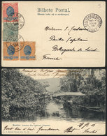 BRAZIL: Postcard (Santos: Cubatao Rio Capivary Pequeno) Sent To France On 31/JUL/1906 Franked With 100Rs., VF! - Other & Unclassified