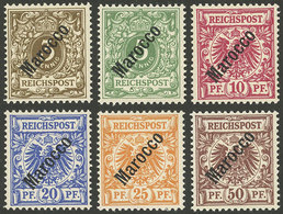 GERMAN MOROCCO: Michel I/VI, 1899 Unissued, Complete Set Of 6 Values, Mint With Tiny Hinge Mark (barely Visible, They Lo - Morocco (offices)