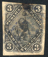 PARAGUAY: Sc.3, 1870 3r. Black, Used, With Minor Defects But Interesting, Low Start! - Paraguay