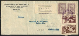 PARAGUAY: Registered Airmail Cover (commercial) Sent From Asunción To Buenos Aires On 7/JUL/1929 With Nice Postage Of 19 - Paraguay