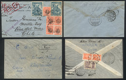 PERU: 27/FE And 19/MAR/1932 Arequipa - Viña Del Mar And Callao - Valparaiso, 2 Airmail Covers Franked With New Rate Of 7 - Peru